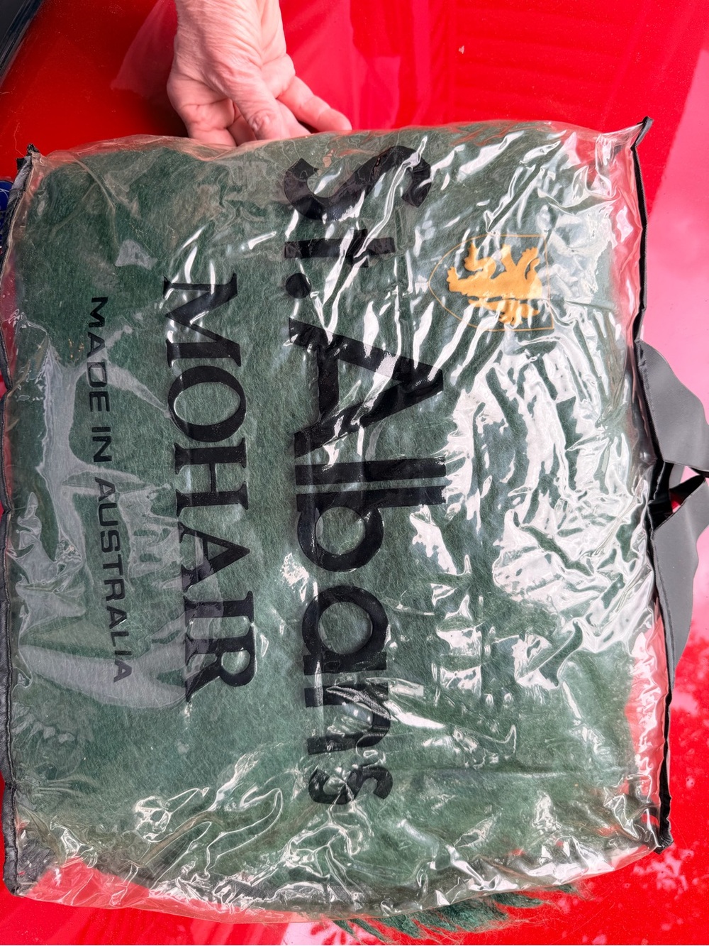 R.M. Williams Dark Green Mohair Throw Blanket